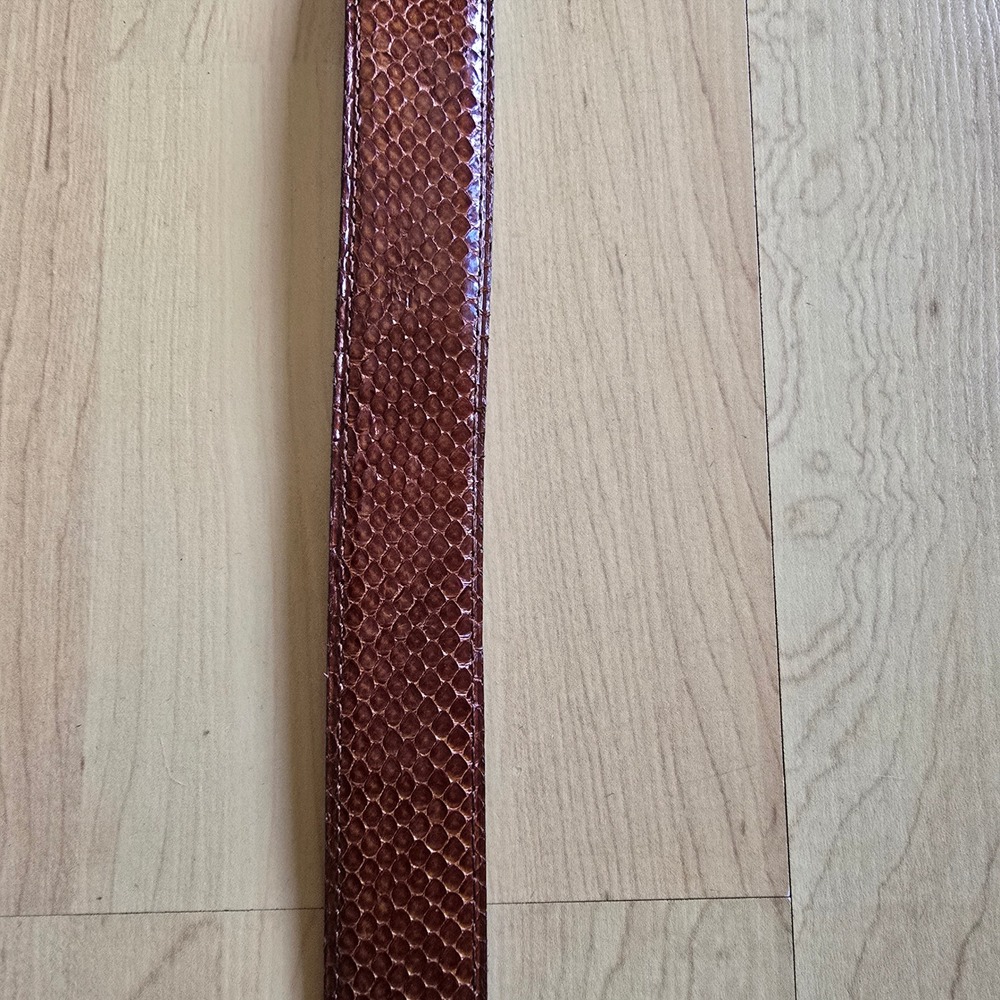 Vintage Cognac Brown Snakeskin Belt with Ornate Silver Oval Buckle Western Boho - Picture 7 of 15